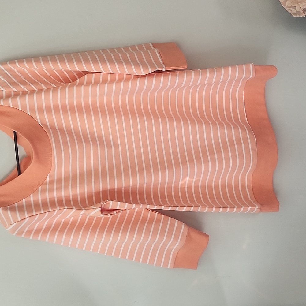Peach Striped Off-the-Shoulder Sweater